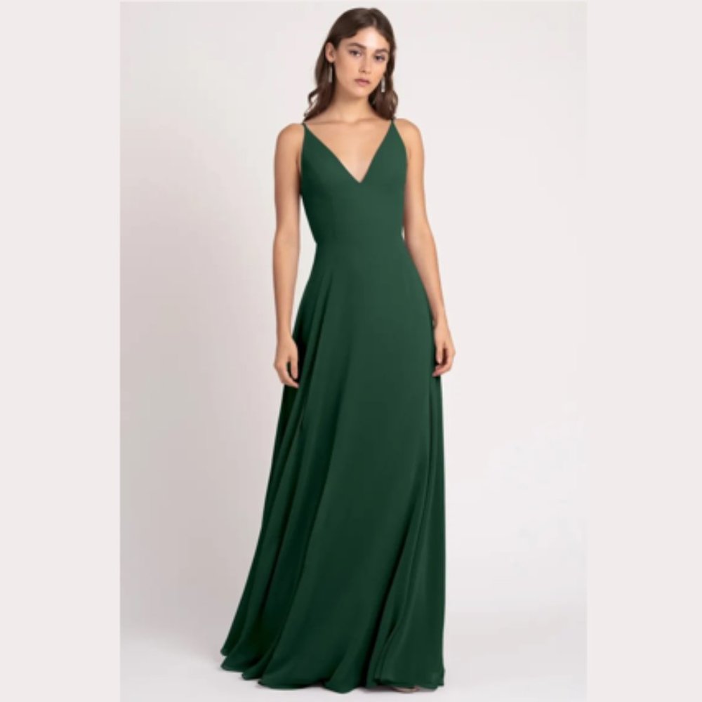 Jenny Yoo Dani Lux Chiffon Size 8 Forrest Green